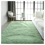 Fluffy Sage Green Rug for Bedroom Living Room, 5x8 Feet Super Soft Shaggy Plush Fuzzy Rugs for Girls Kids Boys, Non-Slip and Washable Rug for Nursery Classroom, Carpet for Rooms Decor - Retail: $52