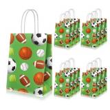 24 Pcs Sports Party Favor Bags Football Goodie Gift Bag with Handles for Soccer Baseball Basketball Football Sports Themed Birthday Baby Shower Party Supplies Decorations - Retail: $16
