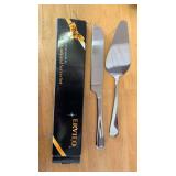 Cake Cutting Set for Wedding, Elegant Cake Knife and Server Set with Thickened Stainless Steel Rounded Edges, Cake Cutter and Pie Spatula for Birthday Anniversary Christmas, 2 Pcs, Silver - Retail: $9