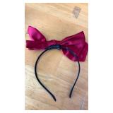 YISSION Wine Red Satin Bow Headband for Women Girls - Bowknot Hairband Accessory with Bow for Daily Party Cosplay - Retail: $8