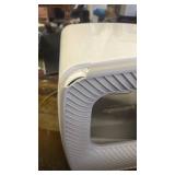 IRIS USA Top-Entry Litter Box with Scoop, Enclosed Square Style Litterbox with Odor Control, Easy to Clean for Cats, Covered Dog Proof Litter Box Design, White/Gray - Retail: $80