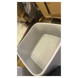 IRIS USA Top-Entry Litter Box with Scoop, Enclosed Square Style Litterbox with Odor Control, Easy to Clean for Cats, Covered Dog Proof Litter Box Design, White/Gray - Retail: $80