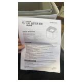 IRIS USA Top-Entry Litter Box with Scoop, Enclosed Square Style Litterbox with Odor Control, Easy to Clean for Cats, Covered Dog Proof Litter Box Design, White/Gray - Retail: $80