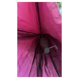 Outdoor Patio Umbrella Outdoor Table Umbrella with Push Button Tilt and Crank, Market Umbrella 8 Sturdy Ribs UV Protection Waterproof for Garden, Deck, Backyard, Pool (Rose Pink) - Retail: $60