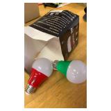 4 Pack LED Red and Green Light Bulbs - 120V E26 Base 9 Watt (60-watt Replacement) - Red and Green Bulbs for Party Decoration, Porch, Home Lighting, Christmas 4 Pack - Retail: $10