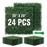 KASZOO Grass Wall 24 Pack 20\"x20\" Artificial Boxwood Hedge Wall Panels, Privacy Hedge Screen Faux Boxwood for Outdoor,Indoor,Garden,Fence,Backyard,Greenery Walls