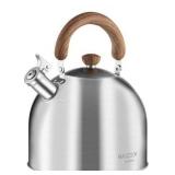 Tea Kettle, 18/8 Stainless Steel Whistling Teapot, 5.29 Quart Camping Tea Kettle for Stovetop, Water Coffee Pot with Anti-Hot Wood Handle (5L,Silver