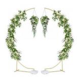 Vincidern 2pcs Curved Gold Metal Wedding Arch Backdrop Stand, 8.2ft Balloon Arch Stand, Event Decoration for Wedding Ceremony, Engagement Party, Celebration Decoration