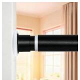 Tension Curtain Rod 83 to 122 Inches (7 to 10.2 ft), 1.26\" Diameter Spring Adjustable Heavy Duty Long Large Curtains Pole for Windows Door Bathroom Patio Outdoor No Drilling, Black