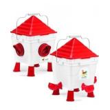 Lilyang Standing Chicken Feeders and Chicken Waterers, 2.5 Gallon Chicken Water Feeder with 4 Cups, 13.5 lb Automatic Chicken Feeder No Waste, for 8-10 Adult Chickens or 10-15 Quails (Standing)