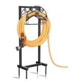 Garden Hose Holder - Upgraded Water Hose Holder Stand with Storage Basket Holds 151ft, Heavy Duty Freestanding Garden Hose Hanger Storage Rack for Outside Yard Lawn Farm