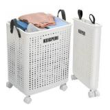 KEIGPERIcollapsible laundry baskets,laundry basket with wheels,foldable laundry basket,With wheels and handles, it is easy to move and can be folded to save space. (Milk white, small)