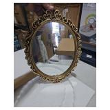 OIGUMR Medium Oval Wall Mirror Resin Frame Size 20.4 x 14.5 inch Vintage Hanging Mirrors for Bedroom Living-Room Dresser Decor Gold