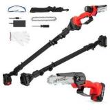 Cordless Pole Saw, 2-in-1 6\" Battery Powered Pole Saws for Tree Trimming, 20V 2.0Ah Battery Mini Chainsaw with Pole, 15ft Reach Small Pole Saw for Wood Cutting, Trimming