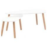 vidaXL Nesting Coffee Table 2 pcs, Side Tables with Solid Pine Wood Legs, Scandinavian Style End Table for Living Room, White