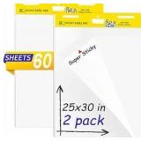 2 Pack Sticky Easel Pads,25 x 30 Inches Flip Chart Paper for Teachers,Self Stick Easel Paper for White Board,Large White Premium Self Stick Flip Chart Paper,30 Sheets/Pad