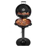 Electric BBQ Grill Techwood 15-Serving Indoor/Outdoor Electric Grill for Indoor & Outdoor Use, Double Layer Design, Portable Removable Stand Grill, 1600W (Stand Black BBQ Grills)