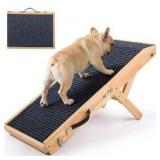 Wood Dog Ramp for Bed, 5-Level Adjustable Height (10\" to 21\") Pet Ramp with Non-Slip Surface for Couch, Bed and Car, Foldable Dog Stairs for Small, Medium to Large Dogs, Up to 200LBS