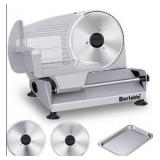 Meat Slicer, 200W Electric Food Slicer with 2 Removable 7.5\" Stainless Steel Blades and Stainless Steel Tray, Child Lock Protection, Adjustable Thickness, Food Slicer Machine for Meat Cheese Bread