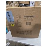 SpaceAid Rotating Shoe Rack Tower 7 Tier  Display Lazy Susan  White  23.2 D x 23.2 W x 63 H