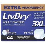 LivDry Adult Incontinence Underwear, Extra Absorbency Adult Diapers, Leak Protection (XXX-Large (44 Count))