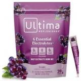 Ultima Replenisher Daily Electrolyte Powder Drink Mix Sugar Free Grape, 20 Stickpacks Hydration Packets with 6 Key Electrolytes and Trace Minerals Keto Friendly, Vegan, Non-GMO