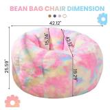 LinkRomat Giant Bean Bag Chair, Faux Fur Adults Beanbag with Petal Armrest Oversize Colorful Chair for Teens Bedroom, Living Room, Dorm, Game - Rainbow, X-Large, High Support