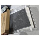 Cat Litter Box with Litter Mat and Scoop, Large Foldable Litter Box with Lid, Front Entry Top Exit Kitty Box, Odor Control, Easy to Clean (Grey)