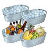 4 Pack Galvanized Tub 3.1 Gallon Ice Bucket Large Metal Drink Buckets for Parties Beer Beverage Tub with Carry Handles for Champagne Cocktails Wine Cooling for Mimosa Bar Supplies