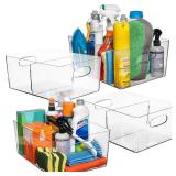 ClearSpace Plastic Storage Bins with Divider Perfect Kitchen Organization or Pantry Storage Fridge Organizer, Pantry Organization and Storage Bins, Cabinet Organizers