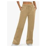 Baleaf Womens Fleece Lined Wide Leg Sweatpants,  Oatmeal, XL
