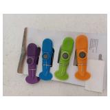 Chef Craft Select Plastic Magnetic Memo Clip Set, 7 inch 4 piece Set, Purple/Orange/Green/Blue
