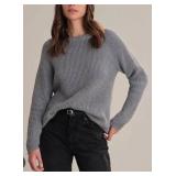 Womens Blue Stitch Crewneck Sweater Size Lg