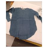 Womens Blue Stitch Crewneck Sweater Size Lg