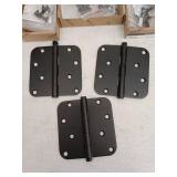 Baldwin 1140190I 0.62 in. Radius Corner Hinge, Satin Black, 4 x 4 in, 3 Pack