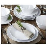 Parhoma 12-Piece Modern White Melamine Dinnerware Set Service for 4 People - Retail: $161