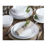 Parhoma 12-Piece Modern White Melamine Dinnerware Set Service for 4 People - Retail: $161