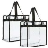 2 Pack Clear Stadium Approved Tote Bags  12x6x12 Large Transparent Totes with Zippers  Handles for Concerts  Sporting Events  Music Festivals  Work  School  Gym - Retail: $26