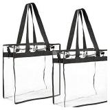 2 Pack Clear Stadium Approved Tote Bags  12x6x12 Large Transparent Totes with Zippers  Handles for Concerts  Sporting Events  Music Festivals  Work  School  Gym - Retail: $26