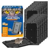 LULUCATCH Mouse Traps, 12 Pack Sticky Mouse Traps Indoor for Home, Pre-Baited Non-Toxic Bulk Glue Traps for Rats, Mice, Mole, Lizards, Pet Safe Pest Control for Home and Garage - Retail: $8