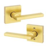 Halifax Square Satin Brass Passage Hall/Closet Handle Door Handle - Retail: $39