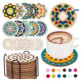 Leinuosen Wooden Coasters Painting Kit, Color Your Own Coaster Mandalas with Acrylic Paints, 4\ Boho Drink Coaster Gift Crafts DIY Kit for Adults, Teens, Home Apartment Decor - Retail: $16in
