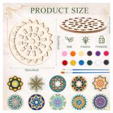 Leinuosen Wooden Coasters Painting Kit, Color Your Own Coaster Mandalas with Acrylic Paints, 4\ Boho Drink Coaster Gift Crafts DIY Kit for Adults, Teens, Home Apartment Decor - Retail: $16in