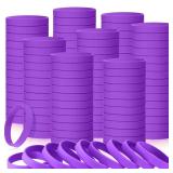 Liliful 50 Pcs Plain Silicone Rubber Bracelets Elastic Rubber Wristbands Blank Colored Bracelet Sports Bands for Stretch Wristband Wrist Bands for Women Men Party Gifts(Purple) - Retail: $10