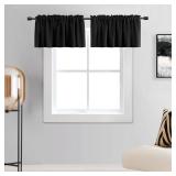 DONREN 12 Inches Long Black Valances for Windows - 2 Panels Blackout Window Valances for Basement with Rod Pocket (42 Inches Wide) - Retail: $17
