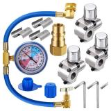 Mudder Bpv31 Piercing Valve 134a Kit R134a Refrigerant Charge Hose with Gauge, Hose Refrigerant Can Tap with Gauge R134a Can Connect to R12/r22 Port 1/2 and Universal Retrofit Valve with Dust Cap - Re