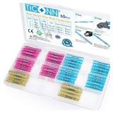 TICONN 60PCS Heat Shrink Butt Wire Connector Kit, Insulated Waterproof Electrical Wire Crimp Terminals Butt Splice for Marine Automotive (60PCS) - Retail: $9