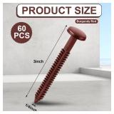 Blulu 60 Pcs 3 Inch Vinyl Shutter Fastener Window Panel Peg Lok Pin Pegs Screws Shutter Spikes Anchor (Burgundy Red) - Retail: $25