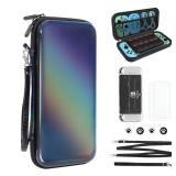 belleandbirdie Protective Shell Carrying Case For Nintendo OLED Switch, 10IN1 Accessories Bundle,Waterproof Portable Travel Protection w/ Game Cartridge Holder,Screen Protector,Cover,Strap,Thumb Grips