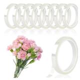 COIDEA 8 Rolls Clear Floral Tape, 1/2\ Wide Flower Tape, Clear Floral Tape for Fresh Flowers, Waterproof Florist Tape for Floral Crafts, Bouquet Floral Arranging Stem Wrapping, Wedding Bouquet, 36Yard